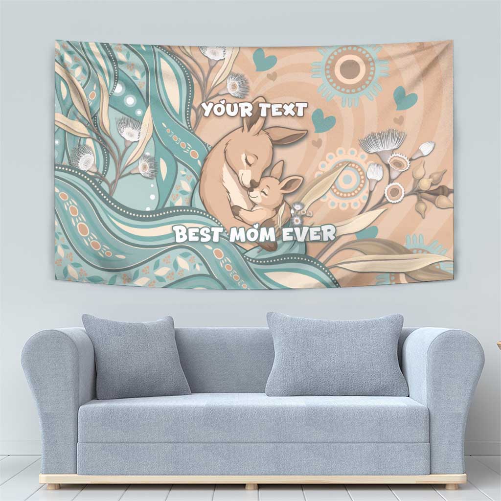 Personalised Australia Mother's Day Tapestry Kangaroo Mum And Joey Aboriginal Dot Art