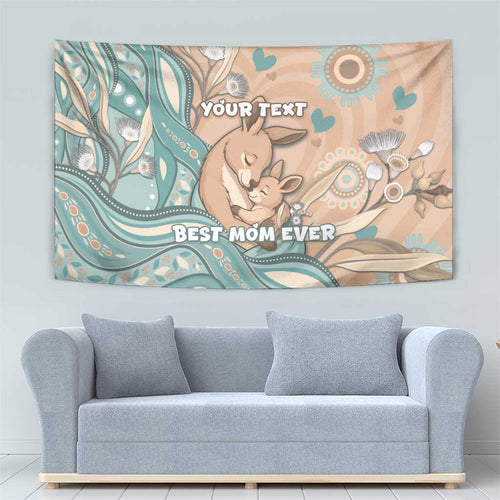Personalised Australia Mother's Day Tapestry Kangaroo Mum And Joey Aboriginal Dot Art