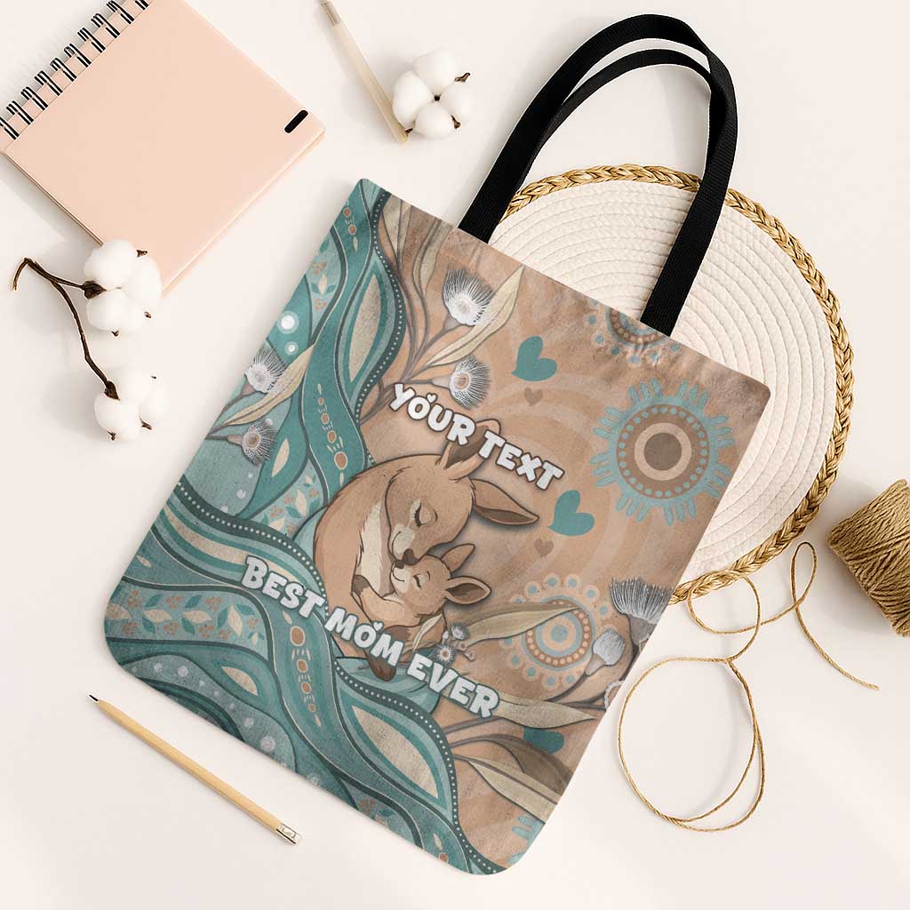 Personalised Australia Mother's Day Tote Bag Kangaroo Mum And Joey Aboriginal Dot Art