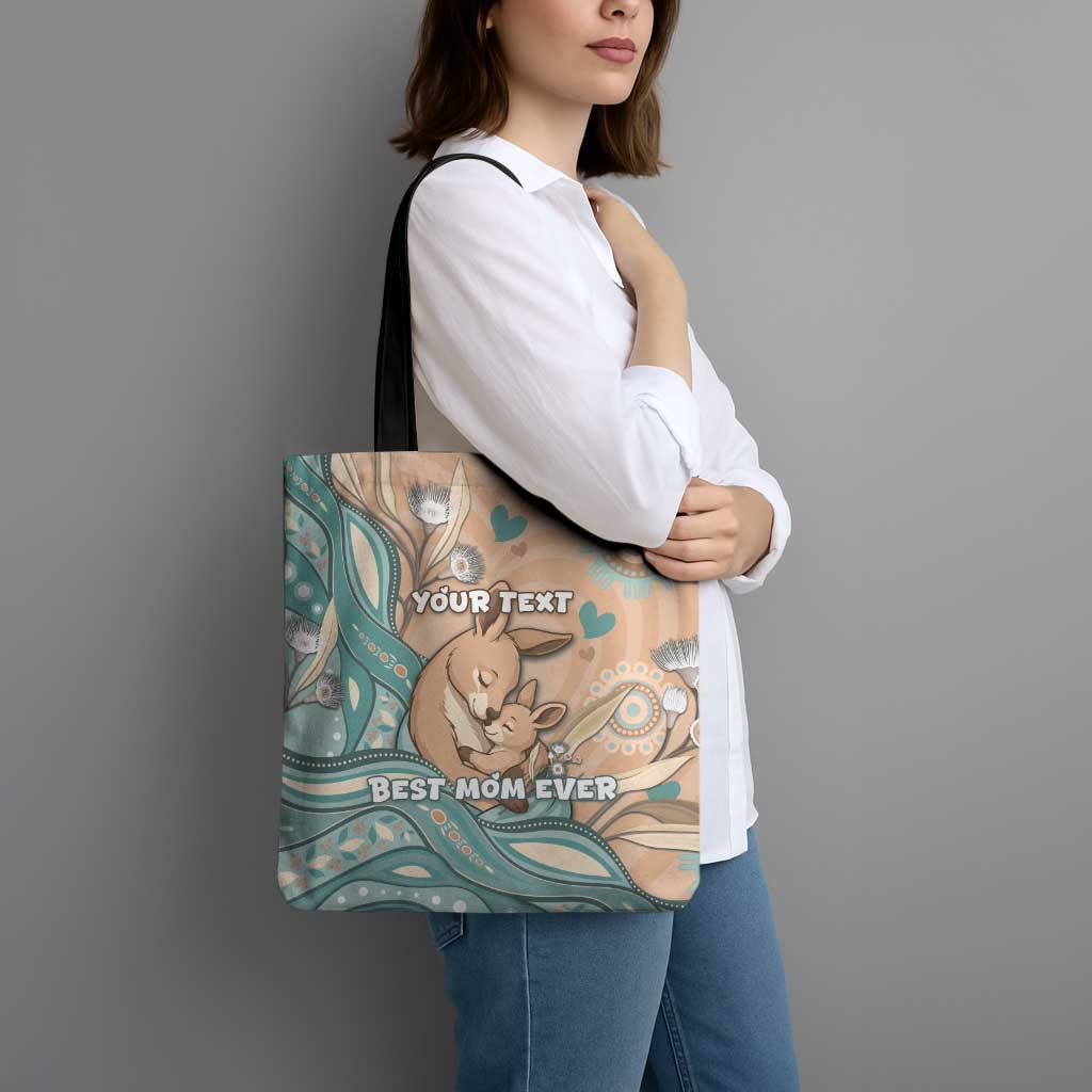 Personalised Australia Mother's Day Tote Bag Kangaroo Mum And Joey Aboriginal Dot Art