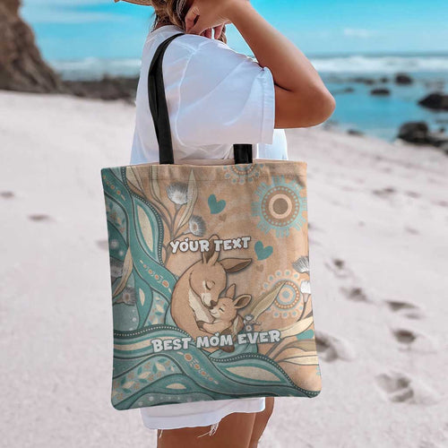 Personalised Australia Mother's Day Tote Bag Kangaroo Mum And Joey Aboriginal Dot Art