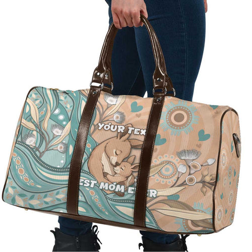 Personalised Australia Mother's Day Travel Bag Kangaroo Mum And Joey Aboriginal Dot Art