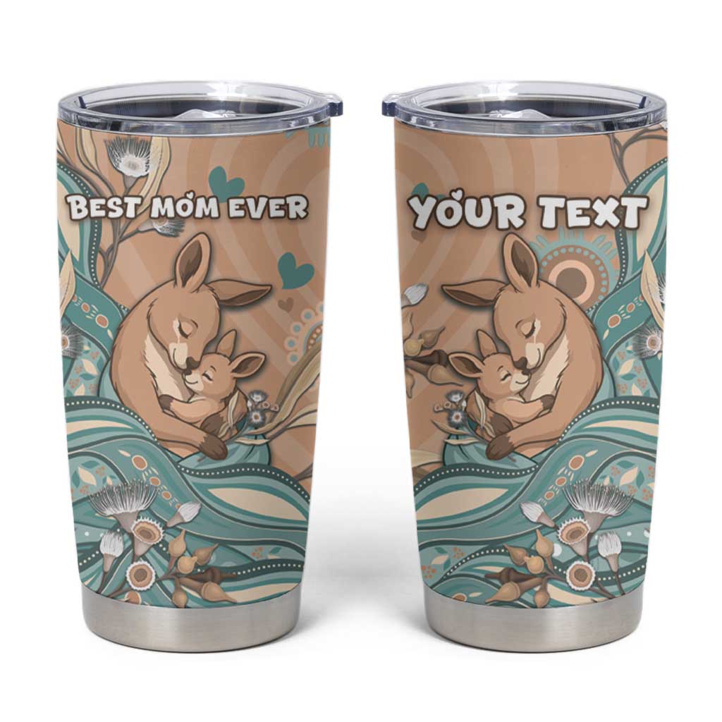 Personalised Australia Mother's Day Tumbler Cup Kangaroo Mum And Joey Aboriginal Dot Art