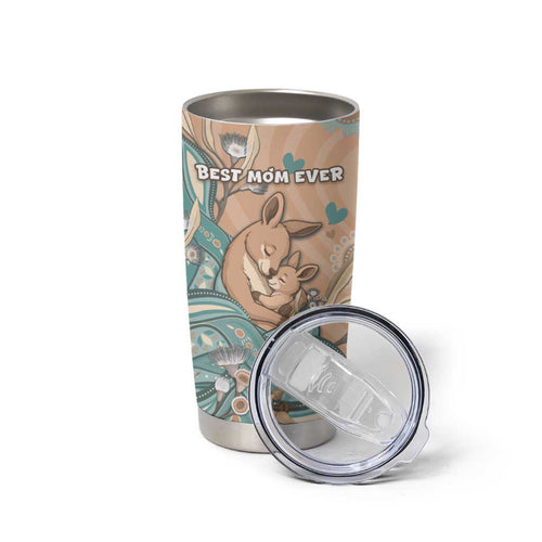 Personalised Australia Mother's Day Tumbler Cup Kangaroo Mum And Joey Aboriginal Dot Art