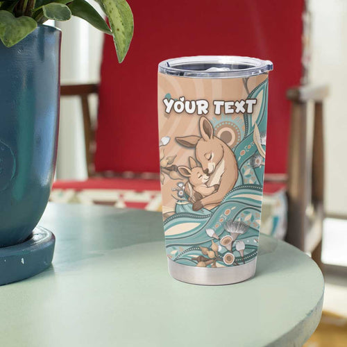 Personalised Australia Mother's Day Tumbler Cup Kangaroo Mum And Joey Aboriginal Dot Art
