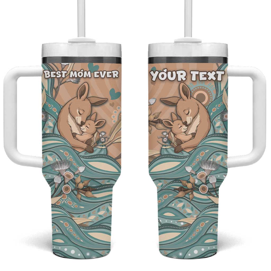 Personalised Australia Mother's Day Tumbler With Handle Kangaroo Mum And Joey Aboriginal Dot Art