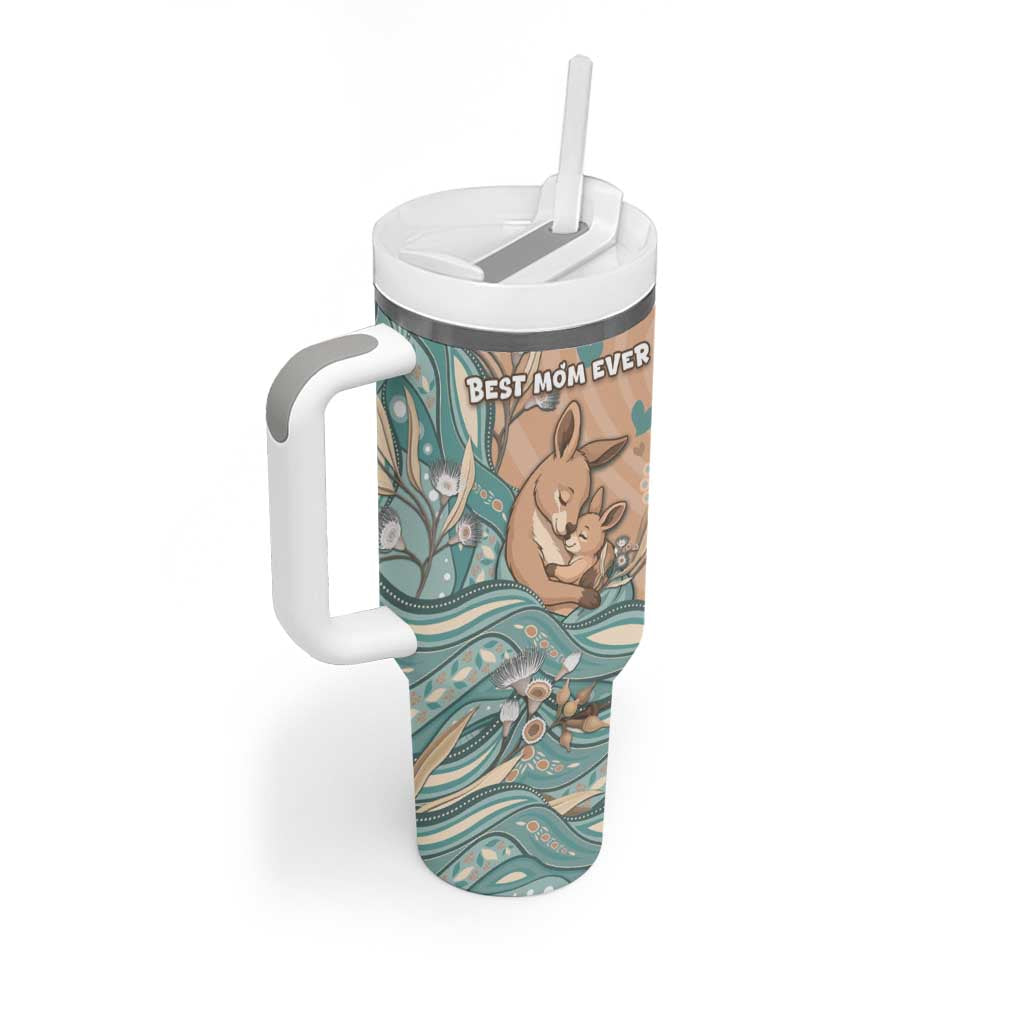 Personalised Australia Mother's Day Tumbler With Handle Kangaroo Mum And Joey Aboriginal Dot Art