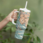 Personalised Australia Mother's Day Tumbler With Handle Kangaroo Mum And Joey Aboriginal Dot Art