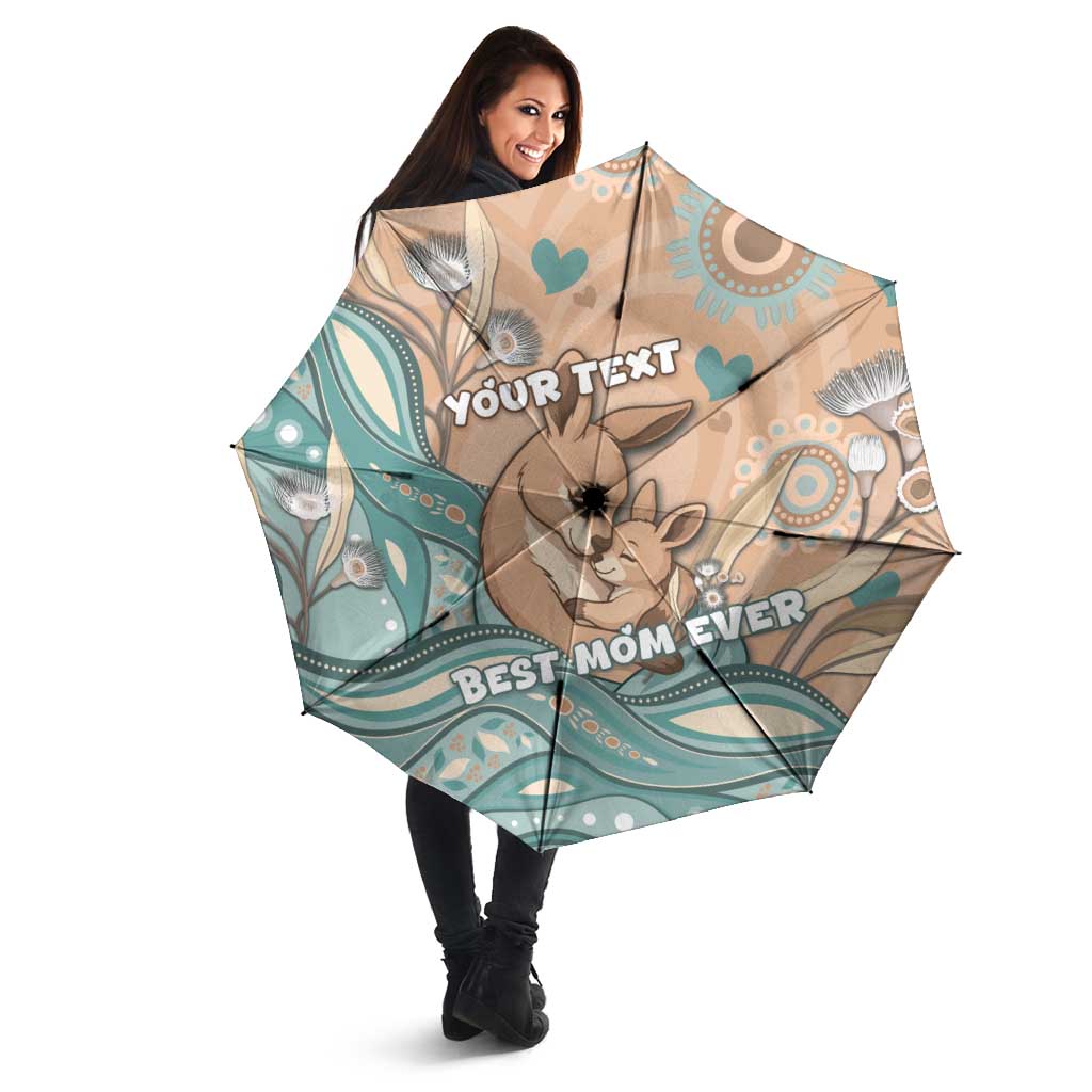 Personalised Australia Mother's Day Umbrella Kangaroo Mum And Joey Aboriginal Dot Art