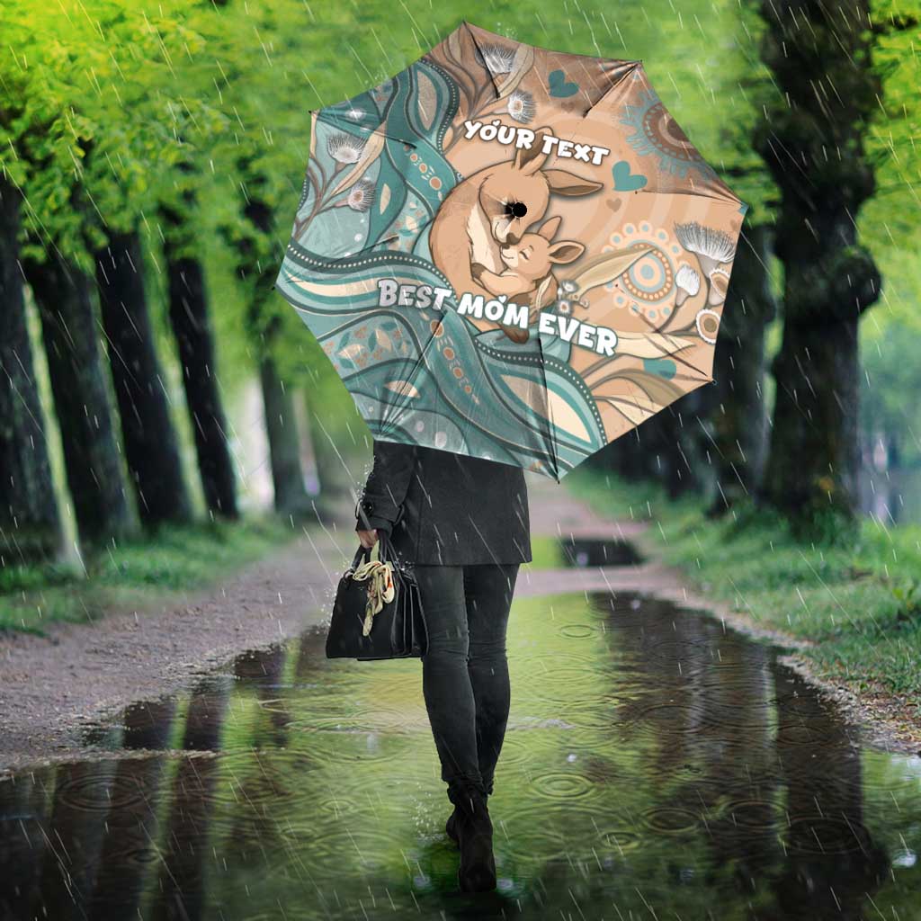 Personalised Australia Mother's Day Umbrella Kangaroo Mum And Joey Aboriginal Dot Art