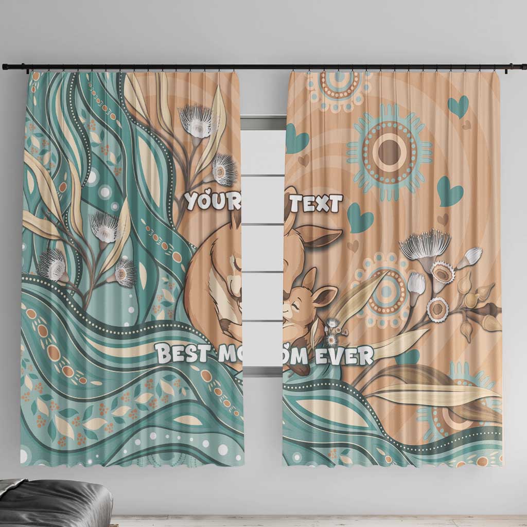 Personalised Australia Mother's Day Window Curtain Kangaroo Mum And Joey Aboriginal Dot Art