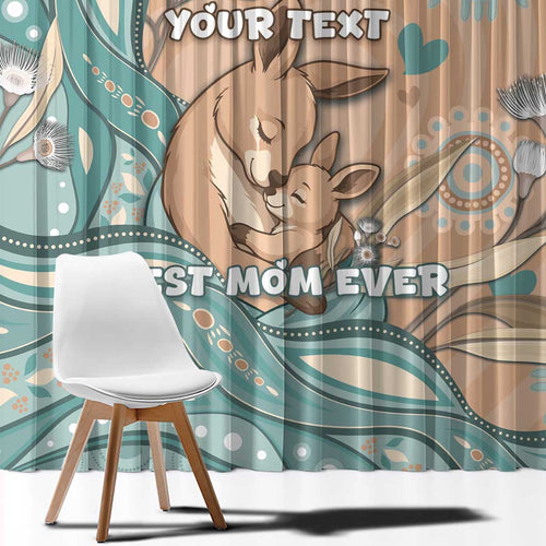 Personalised Australia Mother's Day Window Curtain Kangaroo Mum And Joey Aboriginal Dot Art
