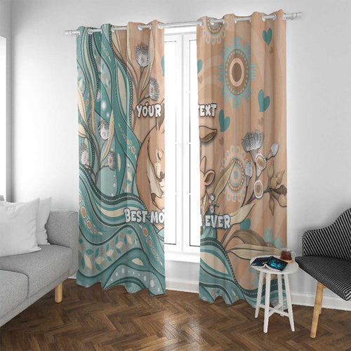 Personalised Australia Mother's Day Window Curtain Kangaroo Mum And Joey Aboriginal Dot Art