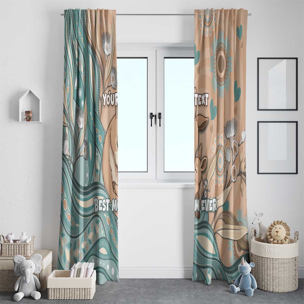 Personalised Australia Mother's Day Window Curtain Kangaroo Mum And Joey Aboriginal Dot Art
