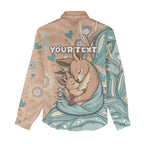 Personalised Australia Mother's Day Women Casual Shirt Kangaroo Mum And Joey Aboriginal Dot Art