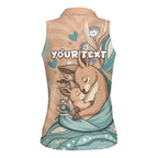 Personalised Australia Mother's Day Women Sleeveless Polo Shirt Kangaroo Mum And Joey Aboriginal Dot Art