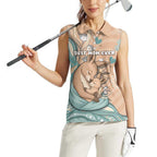 Personalised Australia Mother's Day Women Sleeveless Polo Shirt Kangaroo Mum And Joey Aboriginal Dot Art