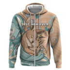 Personalised Australia Mother's Day Zip Hoodie Kangaroo Mum And Joey Aboriginal Dot Art