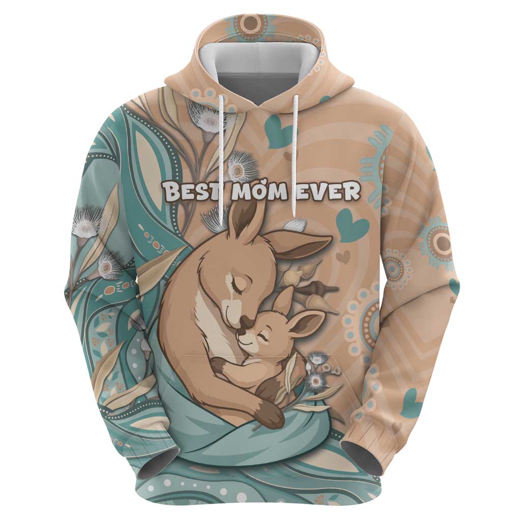 Personalised Australia Mother's Day Zip Hoodie Kangaroo Mum And Joey Aboriginal Dot Art