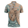 Personalised Australia Mother's Day Zipper Polo Shirt Kangaroo Mum And Joey Aboriginal Dot Art