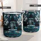 Ngati Porou Aotearoa Meri Kirihimete Laundry Basket Maori Kiwi Bird Silver Fern Koru Pattern