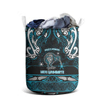 Ngati Porou Aotearoa Meri Kirihimete Laundry Basket Maori Kiwi Bird Silver Fern Koru Pattern