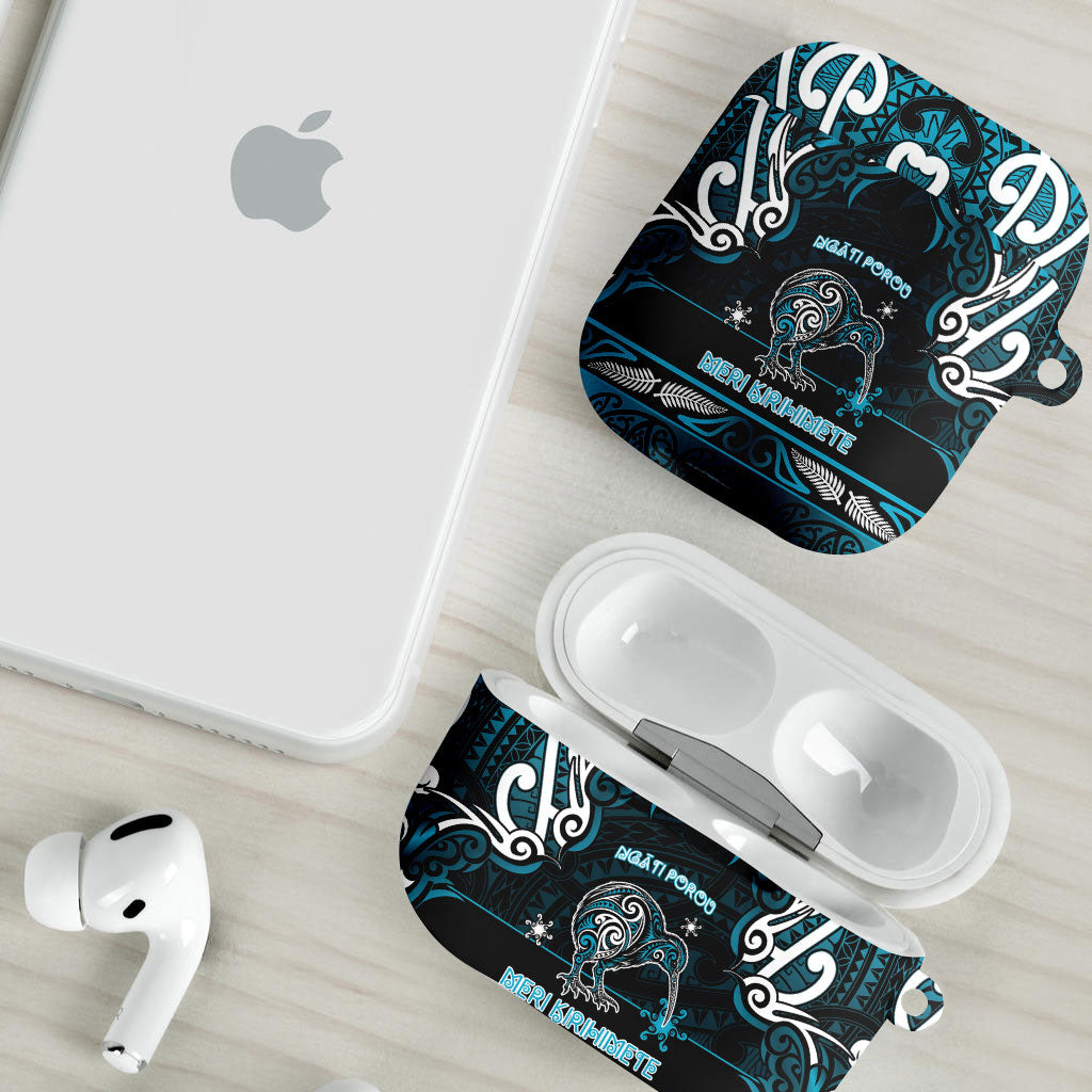Ngati Porou Aotearoa Meri Kirihimete AirPods Case Maori Kiwi Bird Silver Fern Koru Pattern