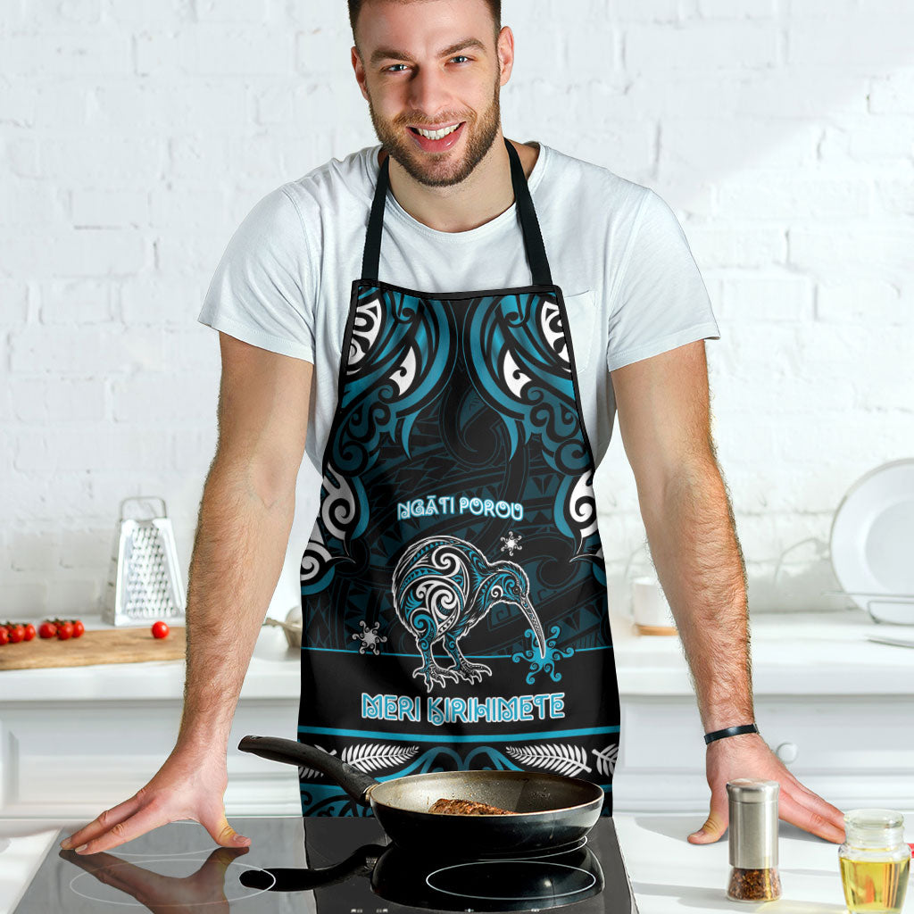 Ngati Porou Aotearoa Meri Kirihimete Apron Maori Kiwi Bird Silver Fern Koru Pattern