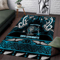 Ngati Porou Aotearoa Meri Kirihimete Area Rug Maori Kiwi Bird Silver Fern Koru Pattern