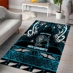 Ngati Porou Aotearoa Meri Kirihimete Area Rug Maori Kiwi Bird Silver Fern Koru Pattern
