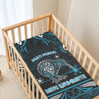 Ngati Porou Aotearoa Meri Kirihimete Baby Bed Cover Maori Kiwi Bird Silver Fern Koru Pattern