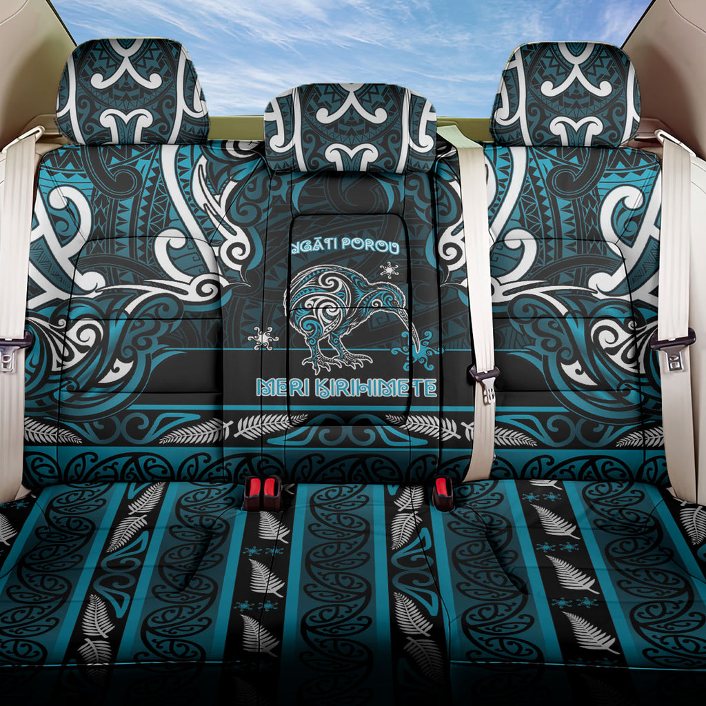 Ngati Porou Aotearoa Meri Kirihimete Back Car Seat Cover Maori Kiwi Bird Silver Fern Koru Pattern
