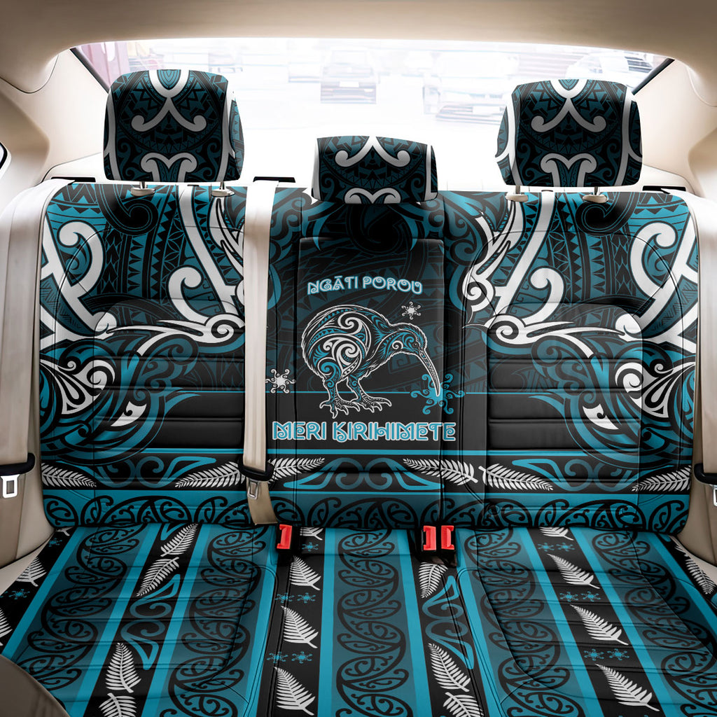 Ngati Porou Aotearoa Meri Kirihimete Back Car Seat Cover Maori Kiwi Bird Silver Fern Koru Pattern