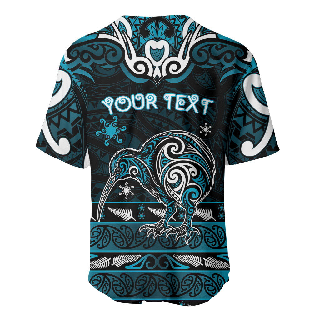 Personalised Ngati Porou Aotearoa Meri Kirihimete Baseball Jersey Maori Kiwi Bird Silver Fern Koru Pattern