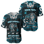 Personalised Ngati Porou Aotearoa Meri Kirihimete Baseball Jersey Maori Kiwi Bird Silver Fern Koru Pattern