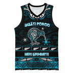 Personalised Ngati Porou Aotearoa Meri Kirihimete Basketball Jersey Maori Kiwi Bird Silver Fern Koru Pattern