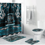 Ngati Porou Aotearoa Meri Kirihimete Bathroom Set Maori Kiwi Bird Silver Fern Koru Pattern
