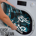 Ngati Porou Aotearoa Meri Kirihimete Bathroom Set Maori Kiwi Bird Silver Fern Koru Pattern