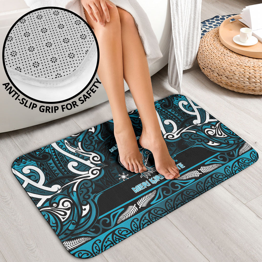 Ngati Porou Aotearoa Meri Kirihimete Bathroom Set Maori Kiwi Bird Silver Fern Koru Pattern