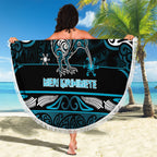 Ngati Porou Aotearoa Meri Kirihimete Beach Blanket Maori Kiwi Bird Silver Fern Koru Pattern