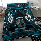 Ngati Porou Aotearoa Meri Kirihimete Bedding Set Maori Kiwi Bird Silver Fern Koru Pattern