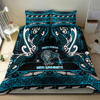 Ngati Porou Aotearoa Meri Kirihimete Bedding Set Maori Kiwi Bird Silver Fern Koru Pattern
