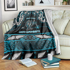 Ngati Porou Aotearoa Meri Kirihimete Blanket Maori Kiwi Bird Silver Fern Koru Pattern