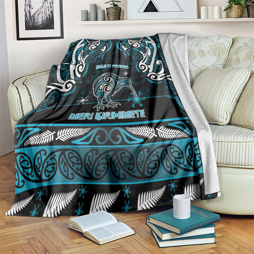 Ngati Porou Aotearoa Meri Kirihimete Blanket Maori Kiwi Bird Silver Fern Koru Pattern