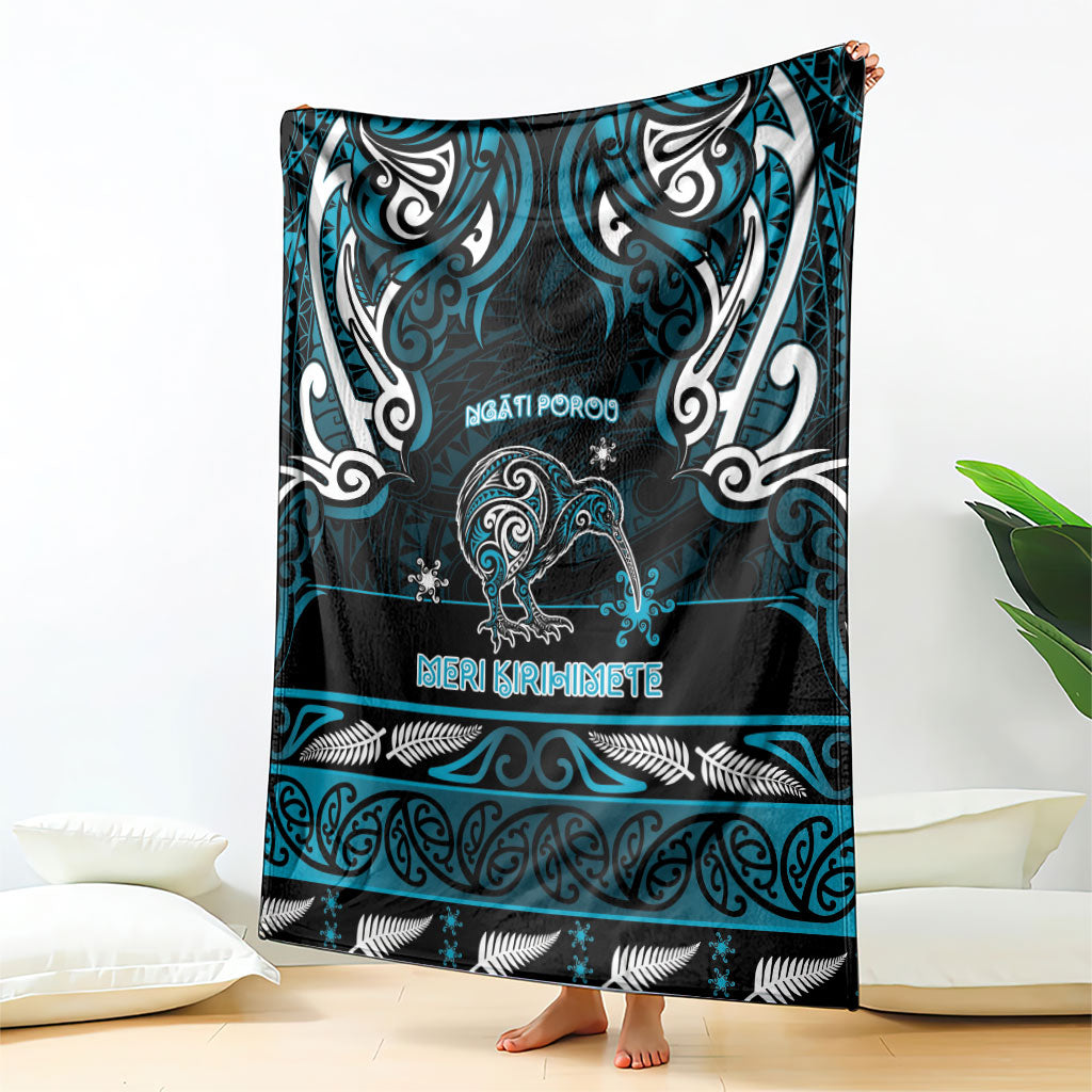 Ngati Porou Aotearoa Meri Kirihimete Blanket Maori Kiwi Bird Silver Fern Koru Pattern