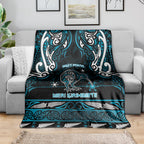 Ngati Porou Aotearoa Meri Kirihimete Blanket Maori Kiwi Bird Silver Fern Koru Pattern