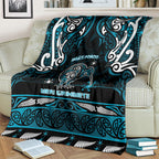Ngati Porou Aotearoa Meri Kirihimete Blanket Maori Kiwi Bird Silver Fern Koru Pattern