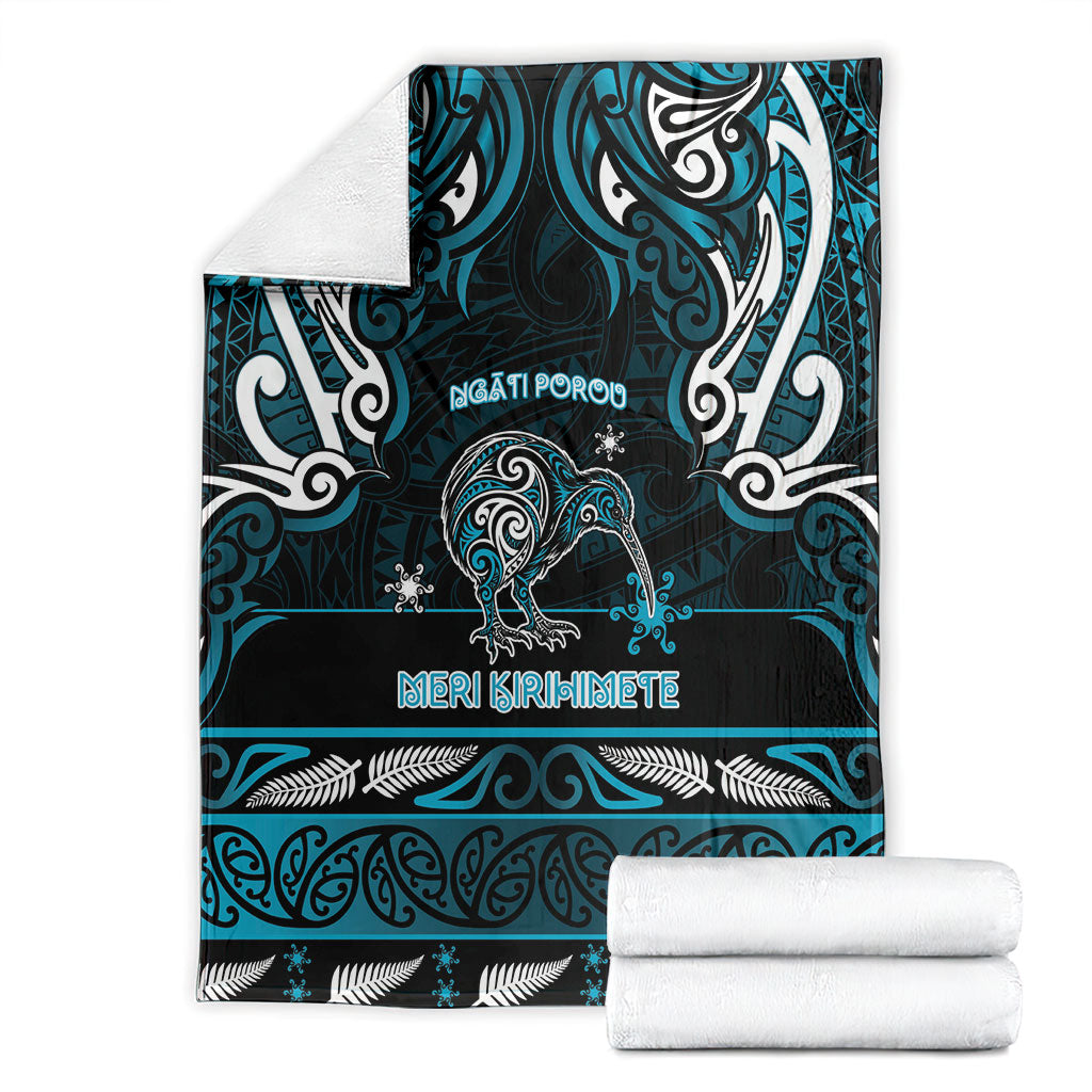 Ngati Porou Aotearoa Meri Kirihimete Blanket Maori Kiwi Bird Silver Fern Koru Pattern