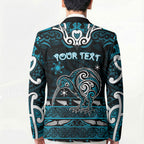 Personalised Ngati Porou Aotearoa Meri Kirihimete Blazer Maori Kiwi Bird Silver Fern Koru Pattern