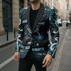 Personalised Ngati Porou Aotearoa Meri Kirihimete Blazer Maori Kiwi Bird Silver Fern Koru Pattern